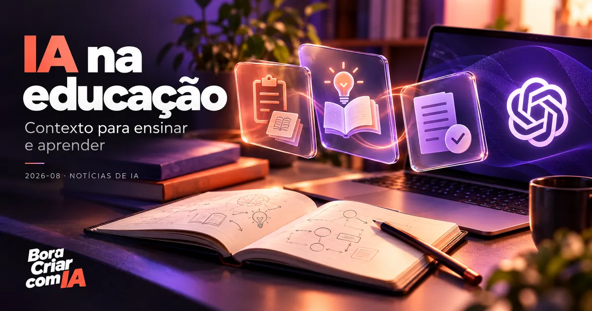 Ilustração editorial: IA na educação — Contexto para ensinar e aprender