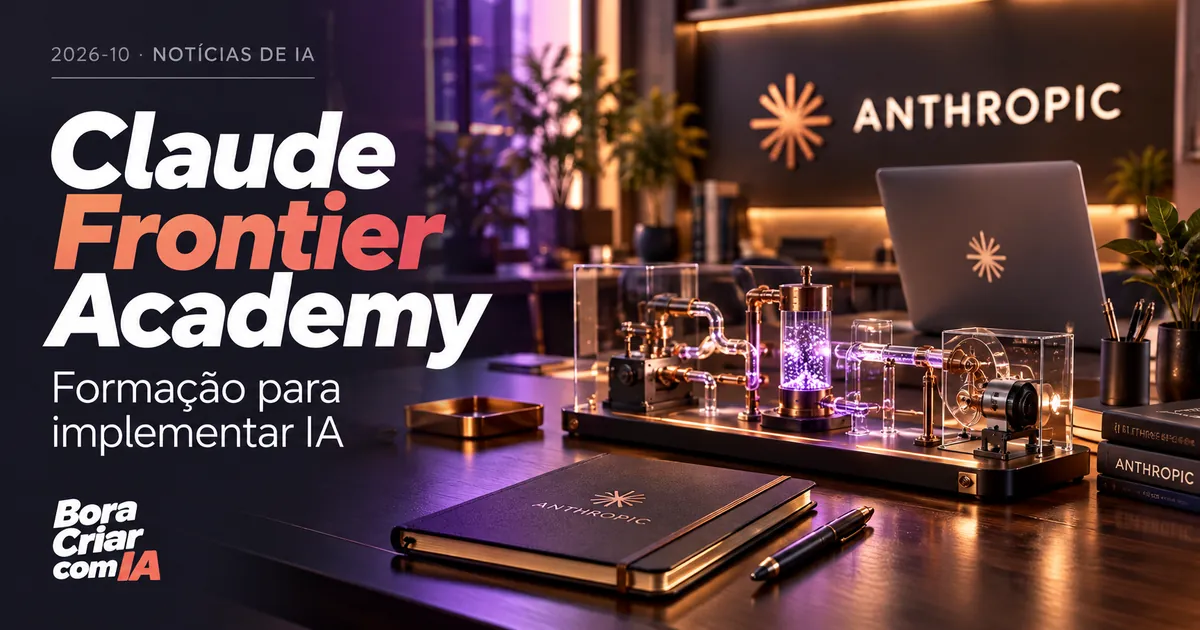 Ilustração editorial: Claude Frontier Academy — Formação para implementar IA