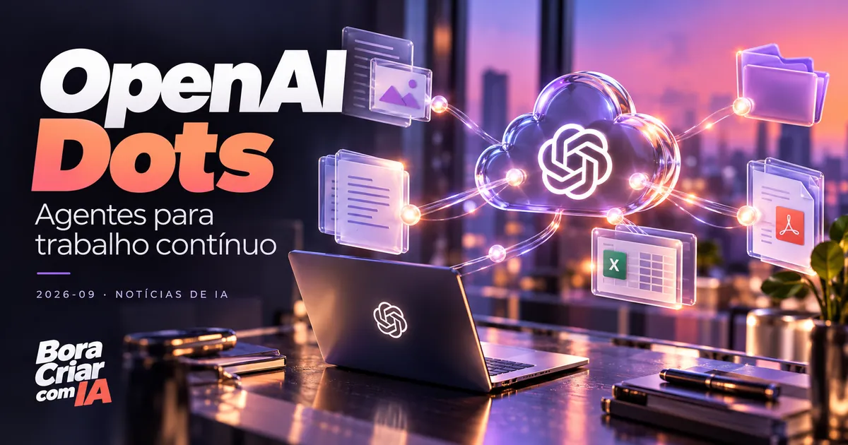 Ilustração editorial: OpenAI Dots — Agentes para trabalho contínuo