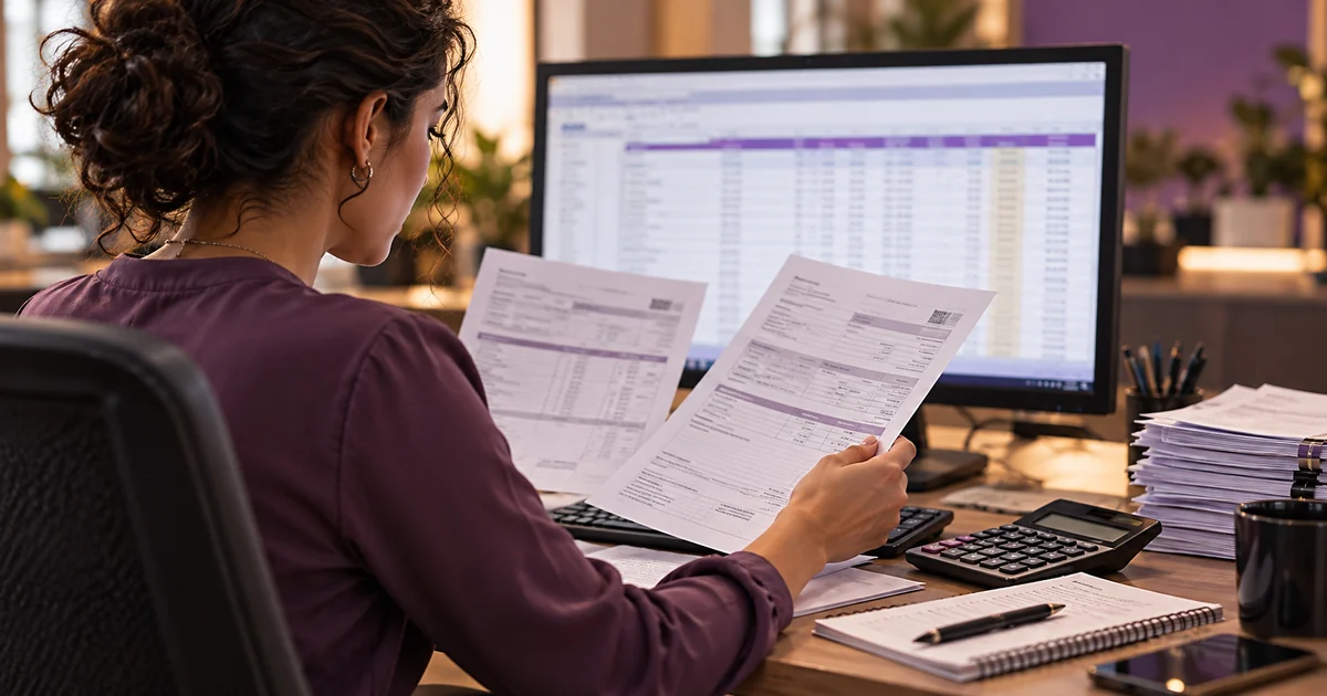 Imagem editorial gerada por IA sobre pdfs e e-mails em planilhas com ia: como conferir
